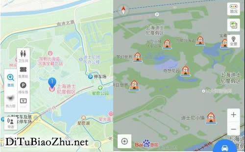 上海迪士尼乐园高德百度地图标注乐园游玩大比拼！